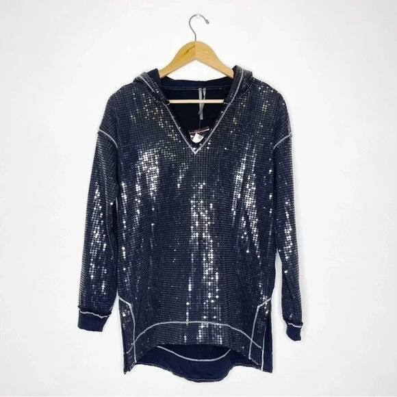 Anthropologie Gracie Sequined Tunic Hoodie Top Size XS NWT - Picture 2 of 8